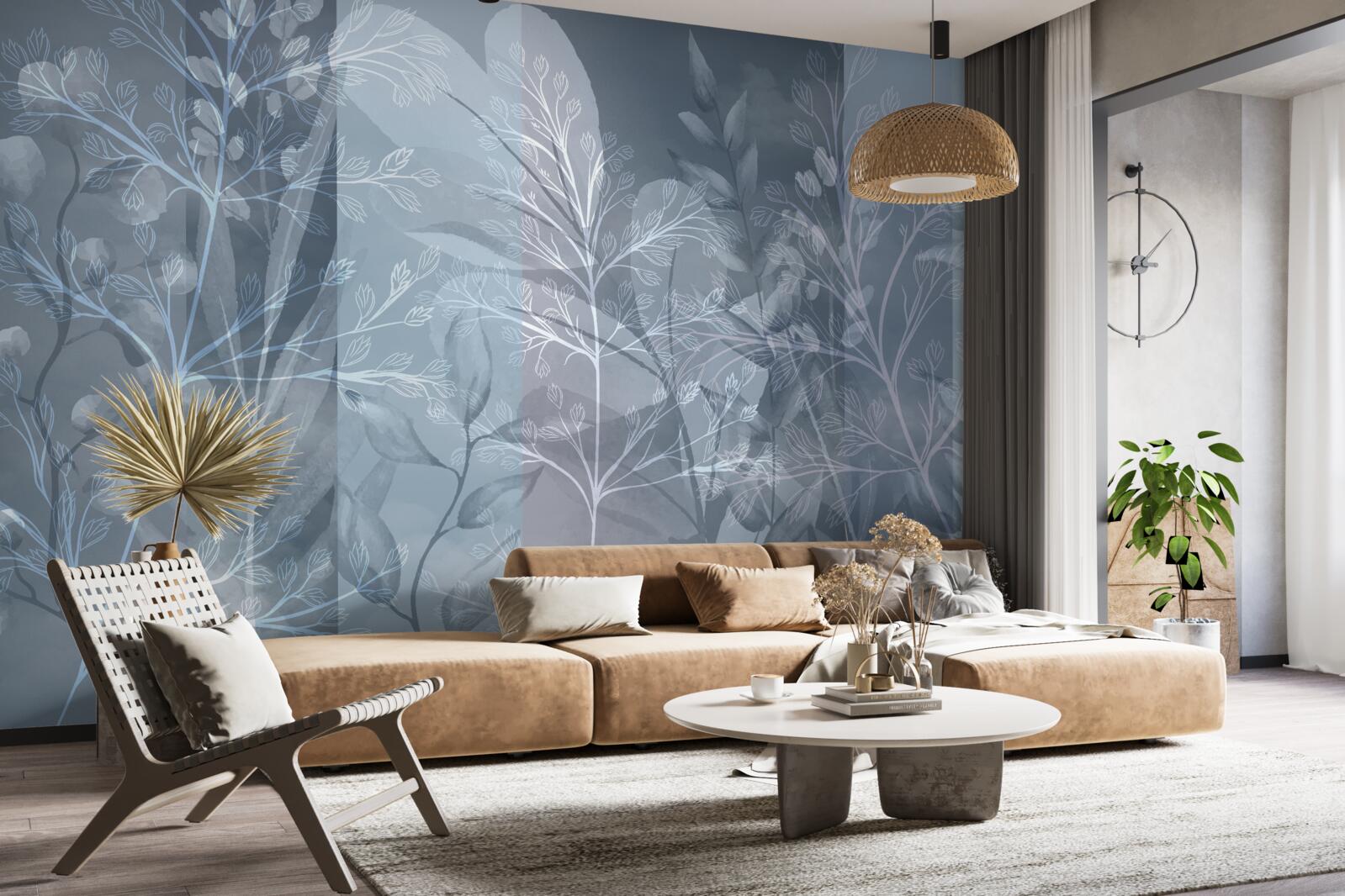 Fototapet arbuști învăluiți în ceață în pădure