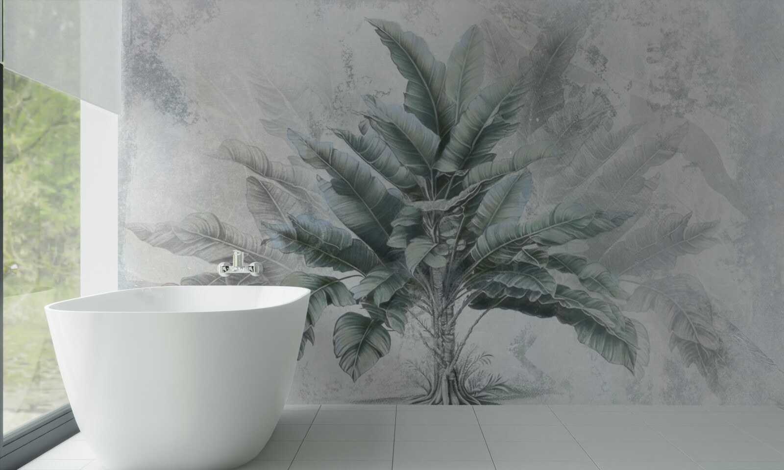 Fototapet ascuns în ceață este un palmier uriaș