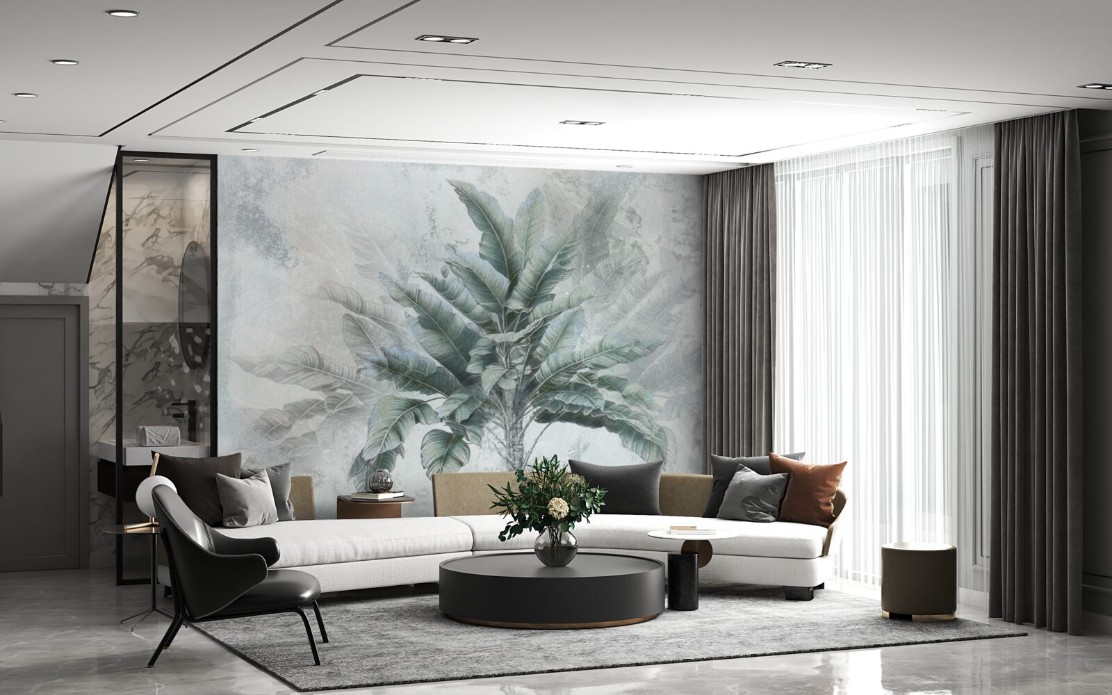 Fototapet ascuns în ceață este un palmier uriaș