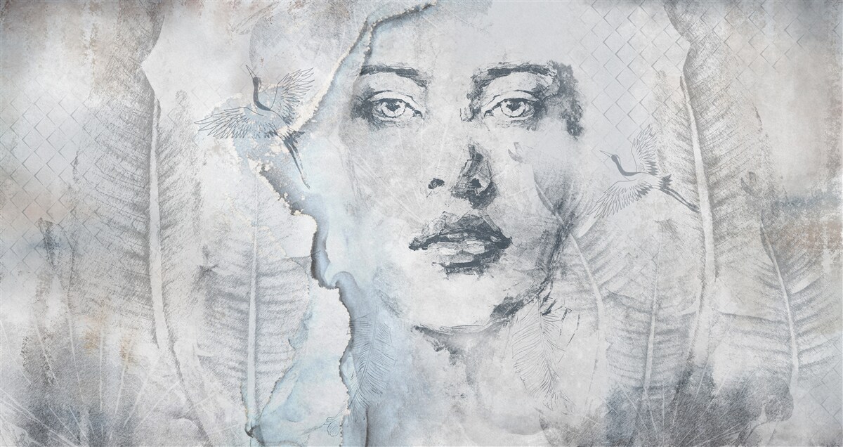 Fototapet imaginea fetei frumoase este abstractă