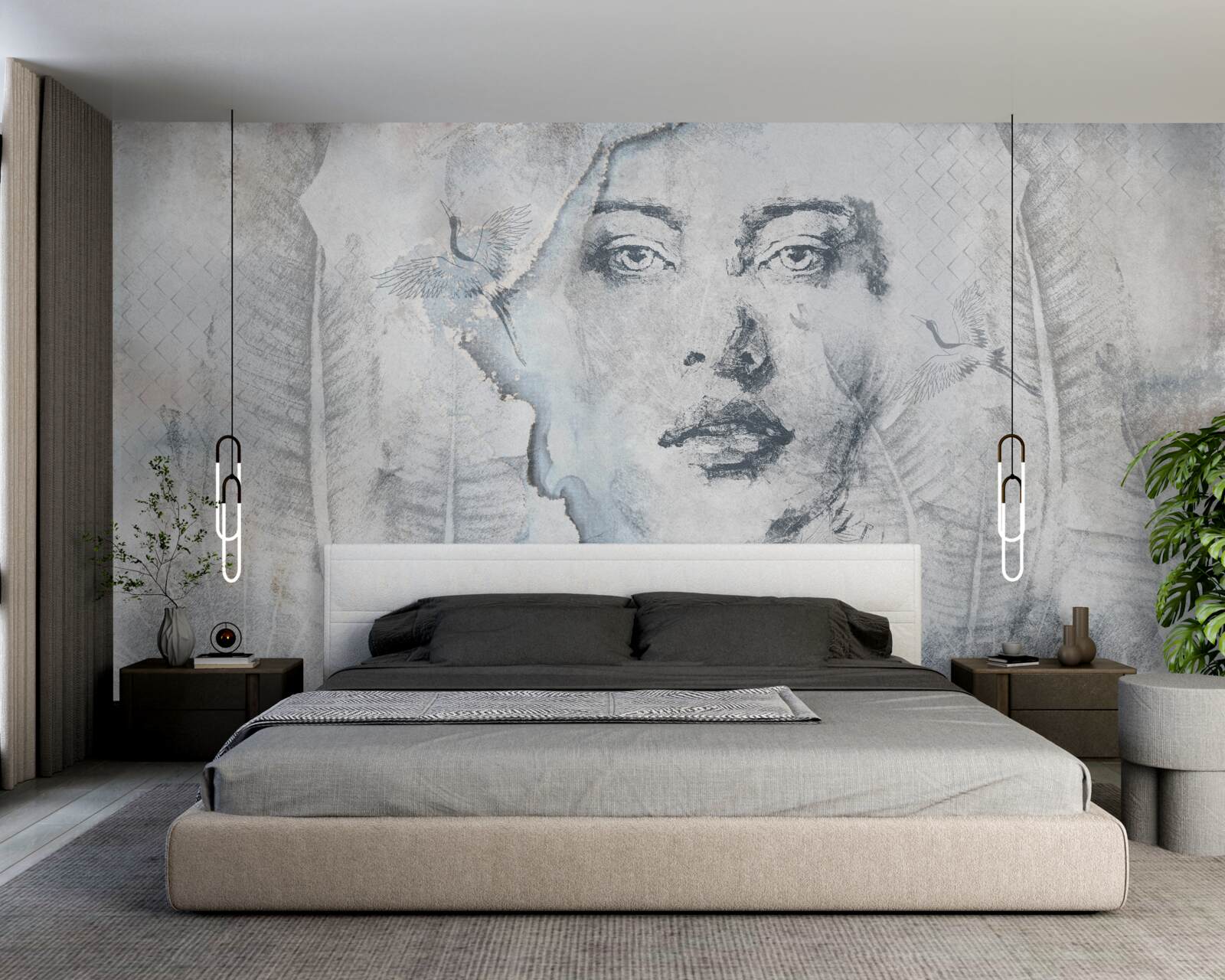 Fototapet imaginea fetei frumoase este abstractă