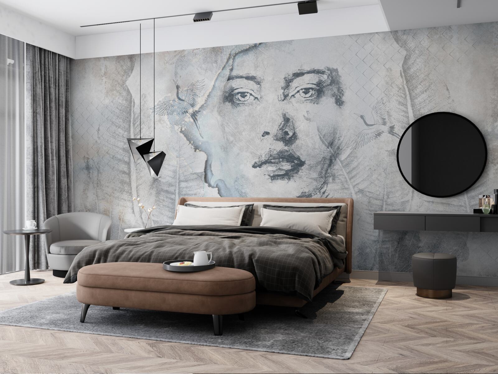 Fototapet imaginea fetei frumoase este abstractă