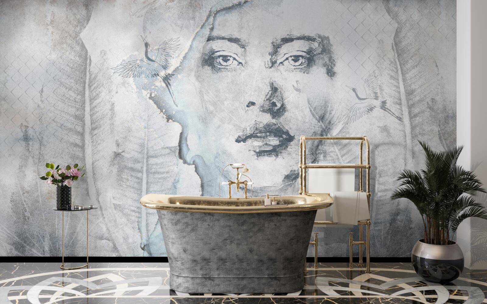 Fototapet imaginea fetei frumoase este abstractă