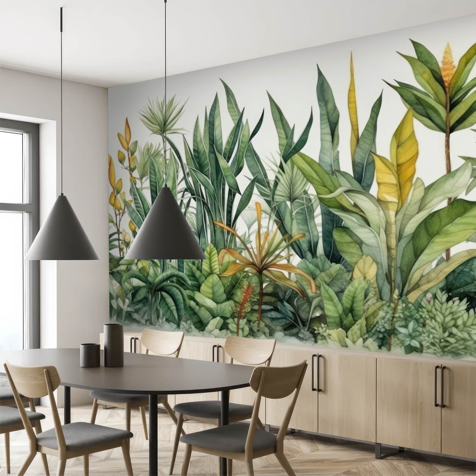 Fototapet arbuști înalți de palmier cresc în junglă