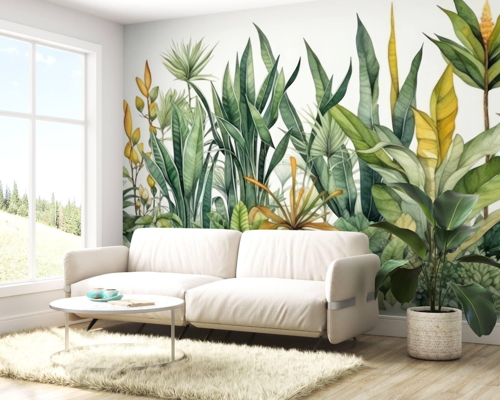 Fototapet arbuști înalți de palmier cresc în junglă