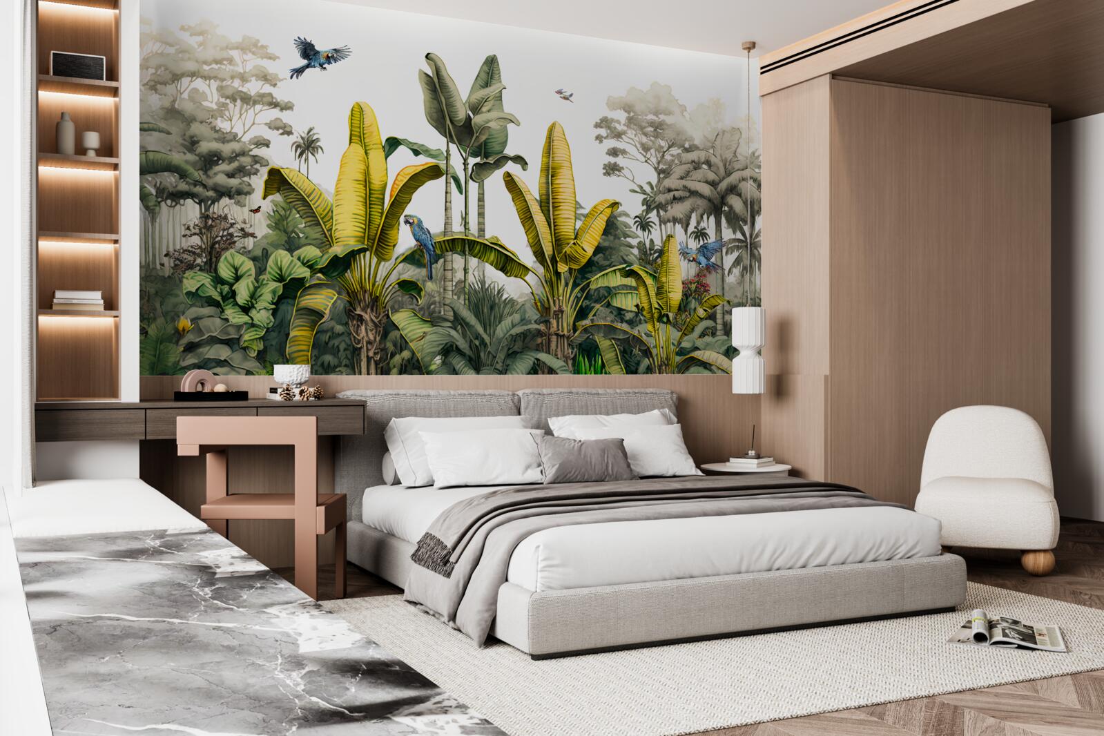 Fototapet plante tropicale, inclusiv palmieri înalți