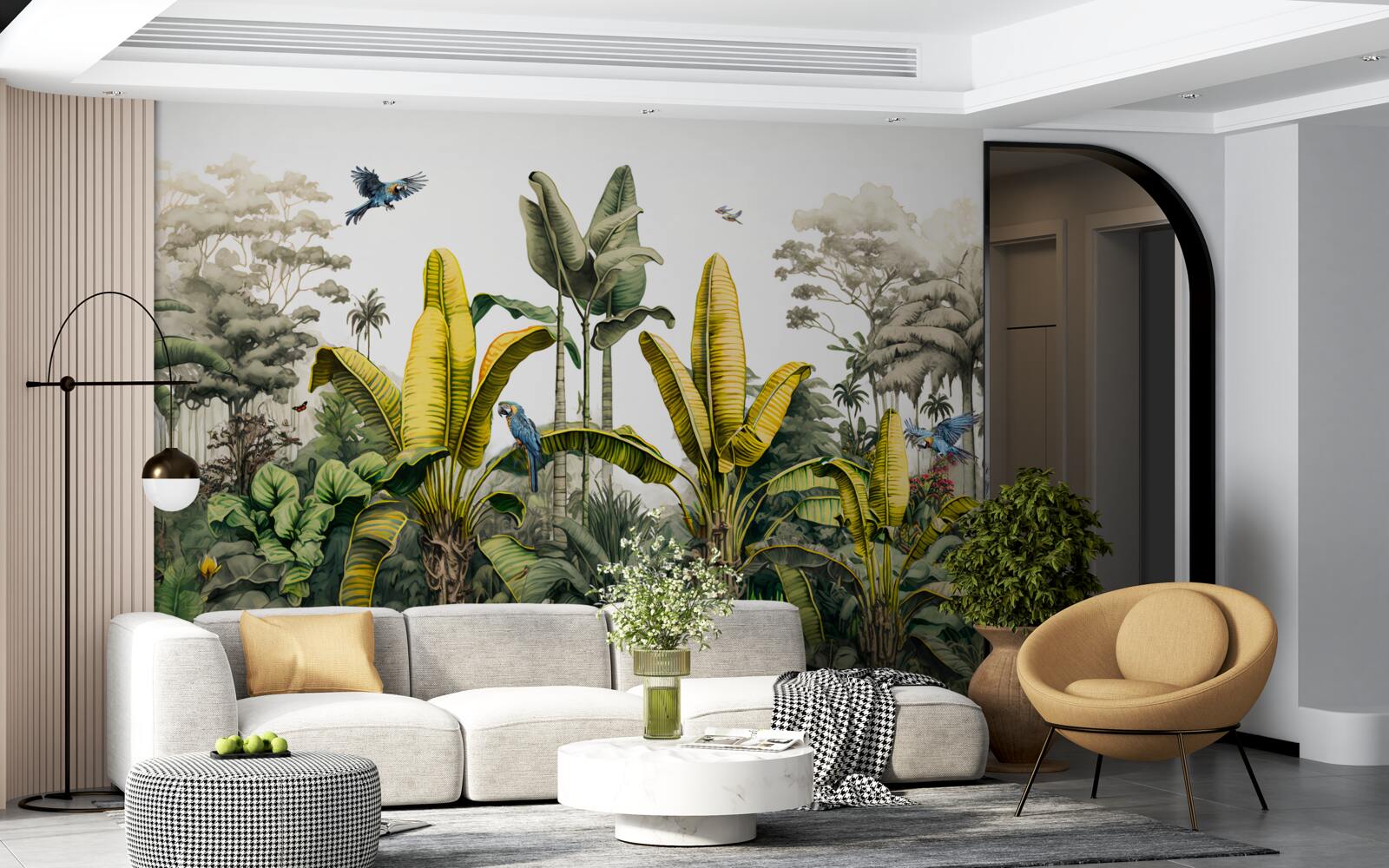 Fototapet plante tropicale, inclusiv palmieri înalți