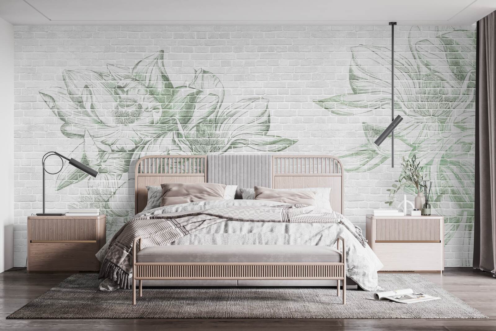 Fototapet zid de cărămidă și flori