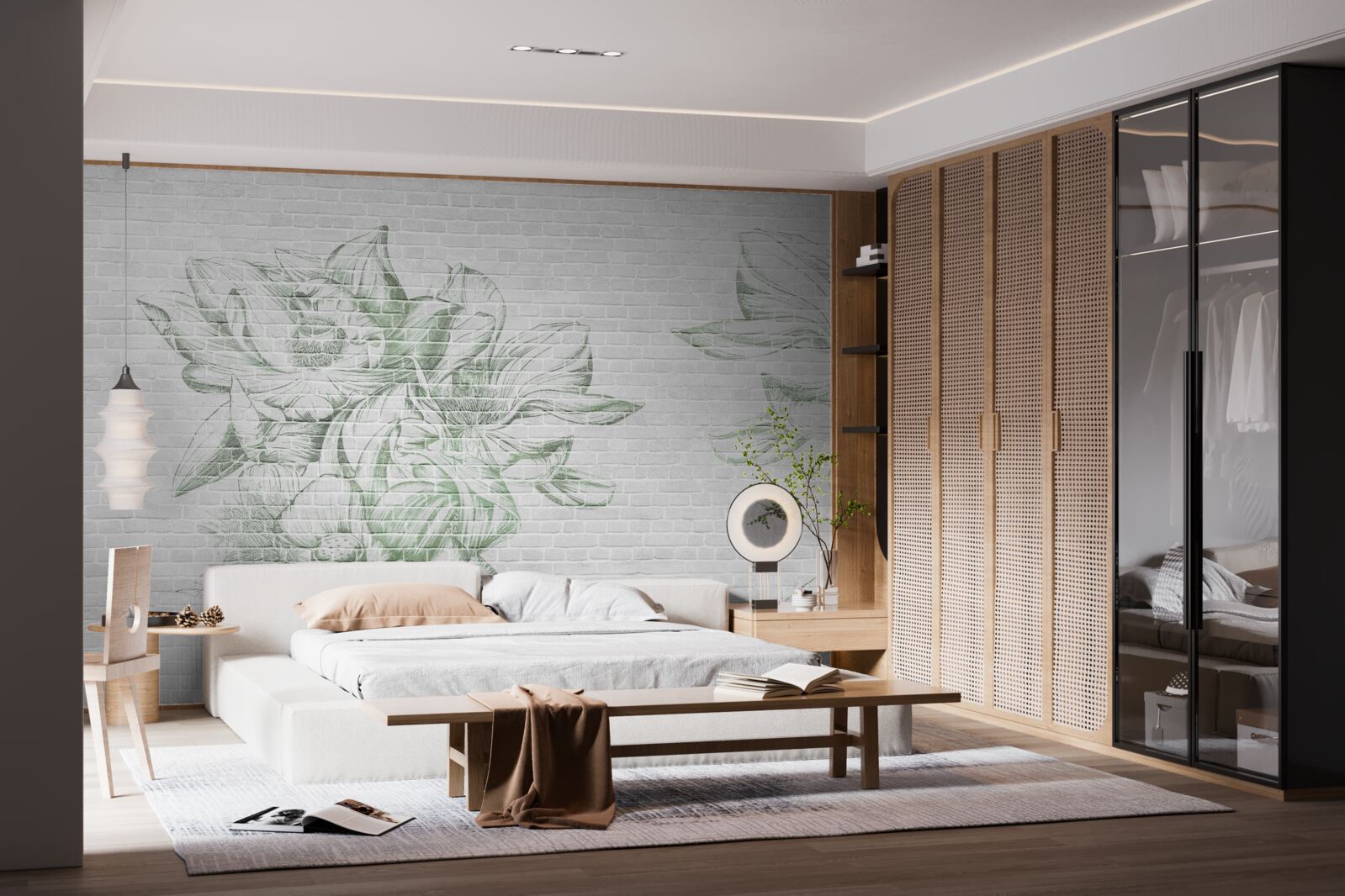 Fototapet zid de cărămidă și flori