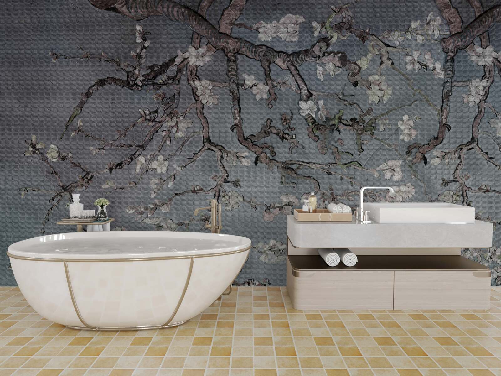 Fototapet ramură de magnolie în floare