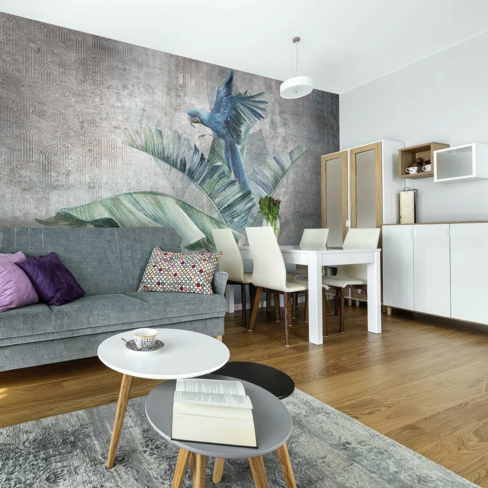 Fototapet papagalul aterizează pe palmier