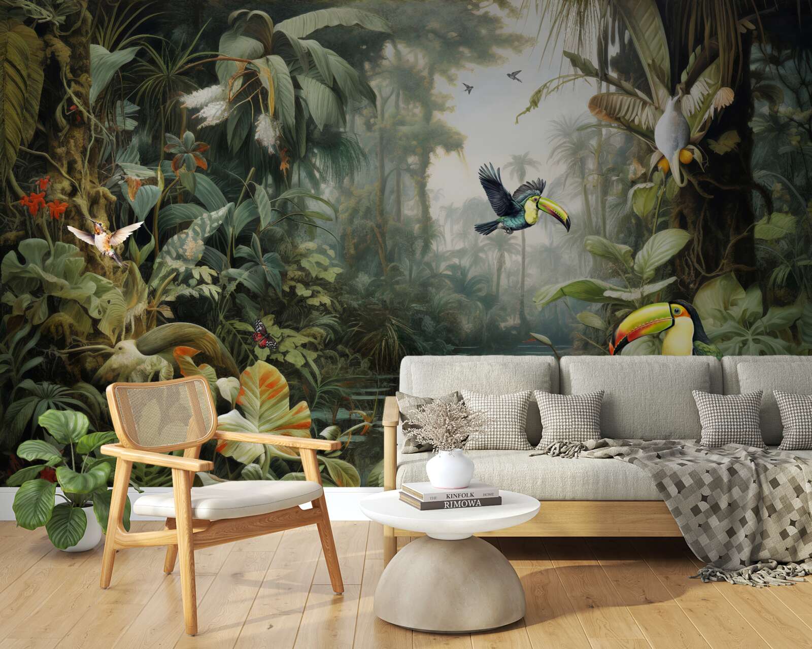 Fototapet tufișuri tropicale lângă iaz