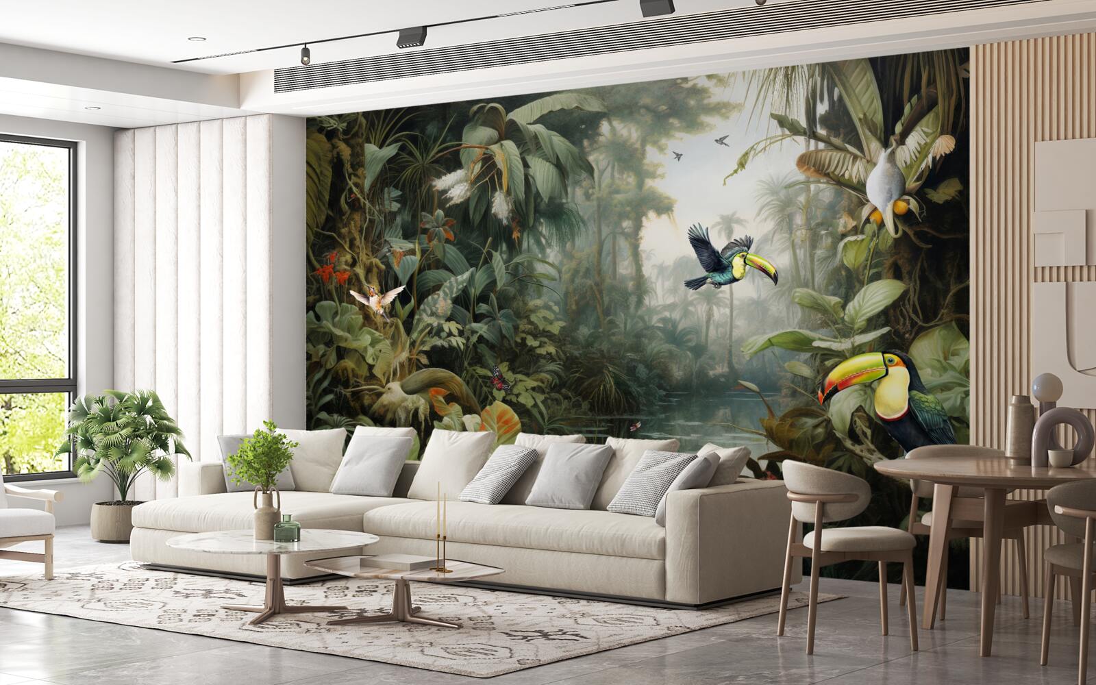 Fototapet tufișuri tropicale lângă iaz