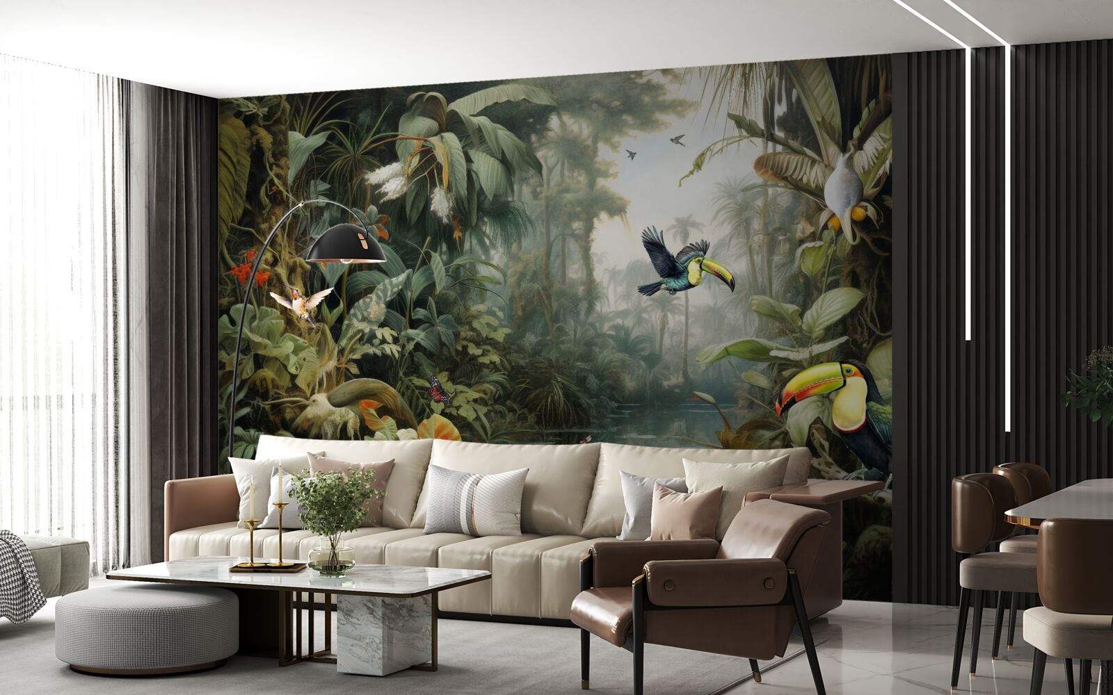 Fototapet tufișuri tropicale lângă iaz