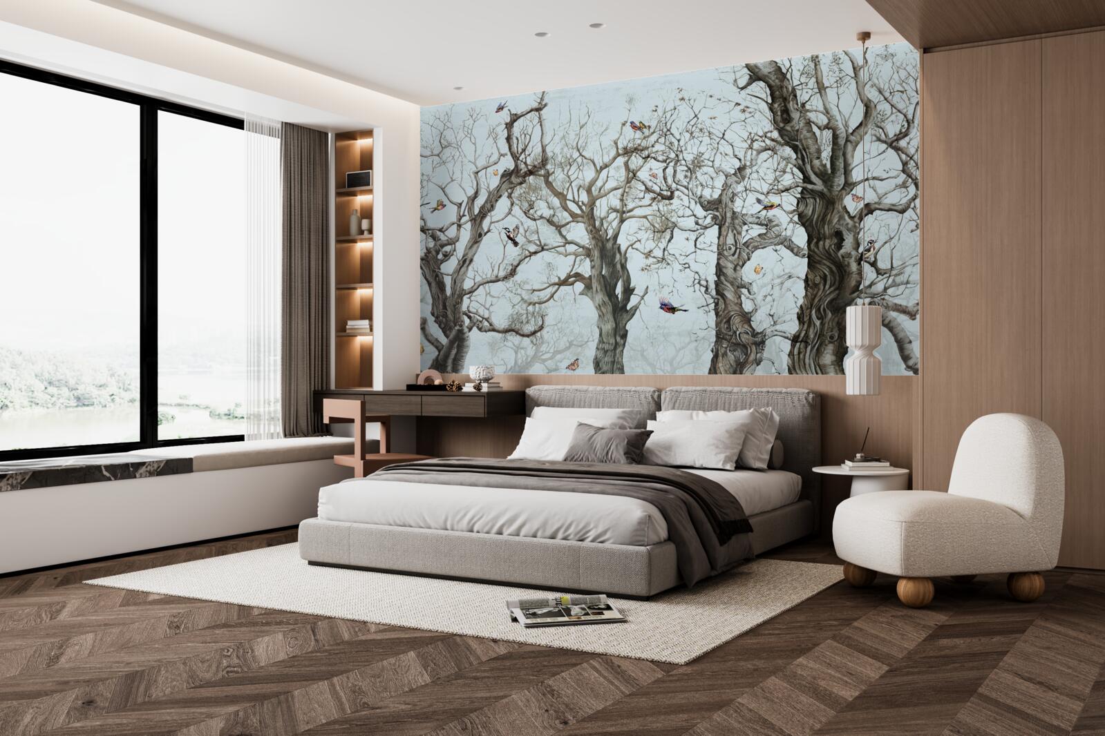 Fototapet copaci toamna care și-au pierdut frunzele