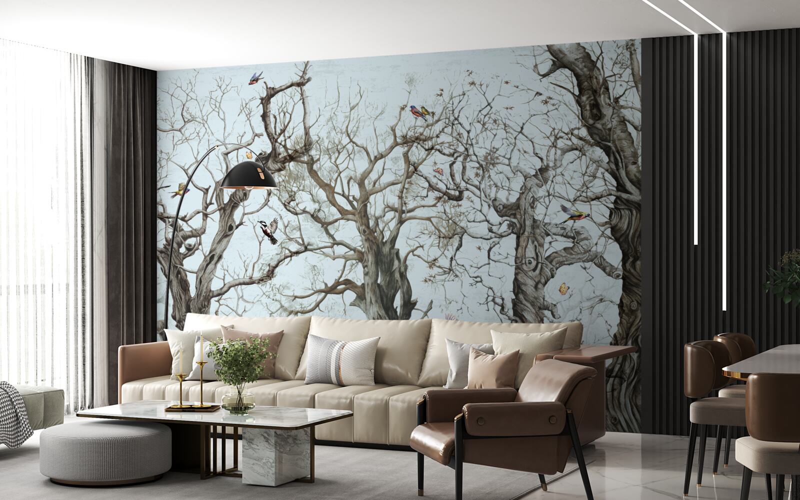 Fototapet copaci toamna care și-au pierdut frunzele