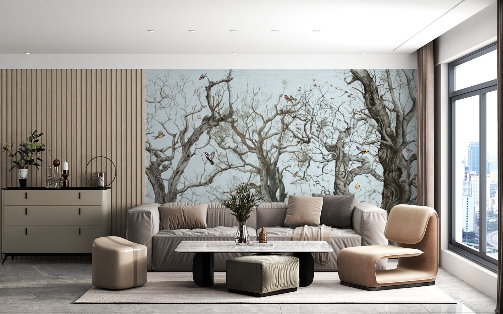 Fototapet copaci toamna care și-au pierdut frunzele