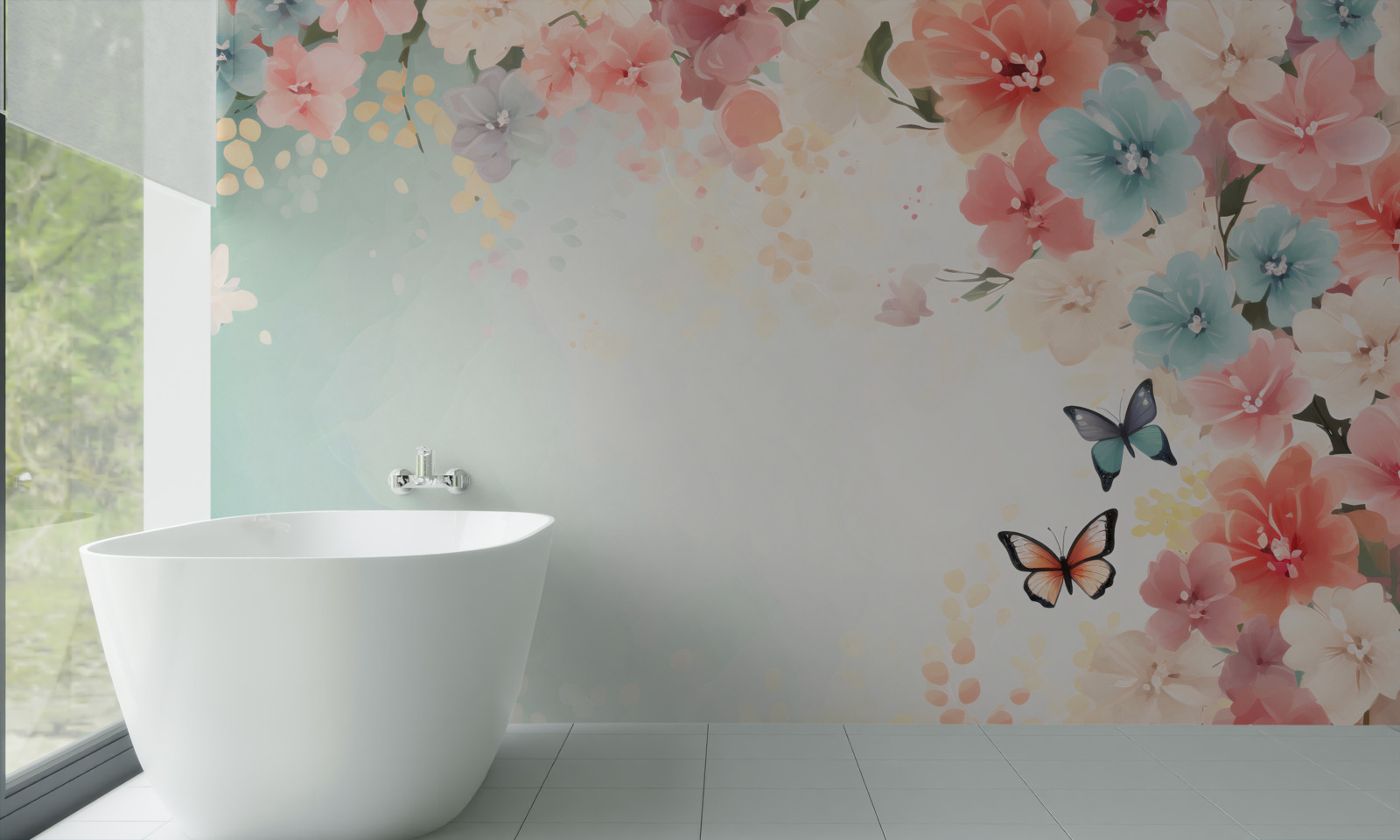 Fototapet compoziții florale grațioase și molii