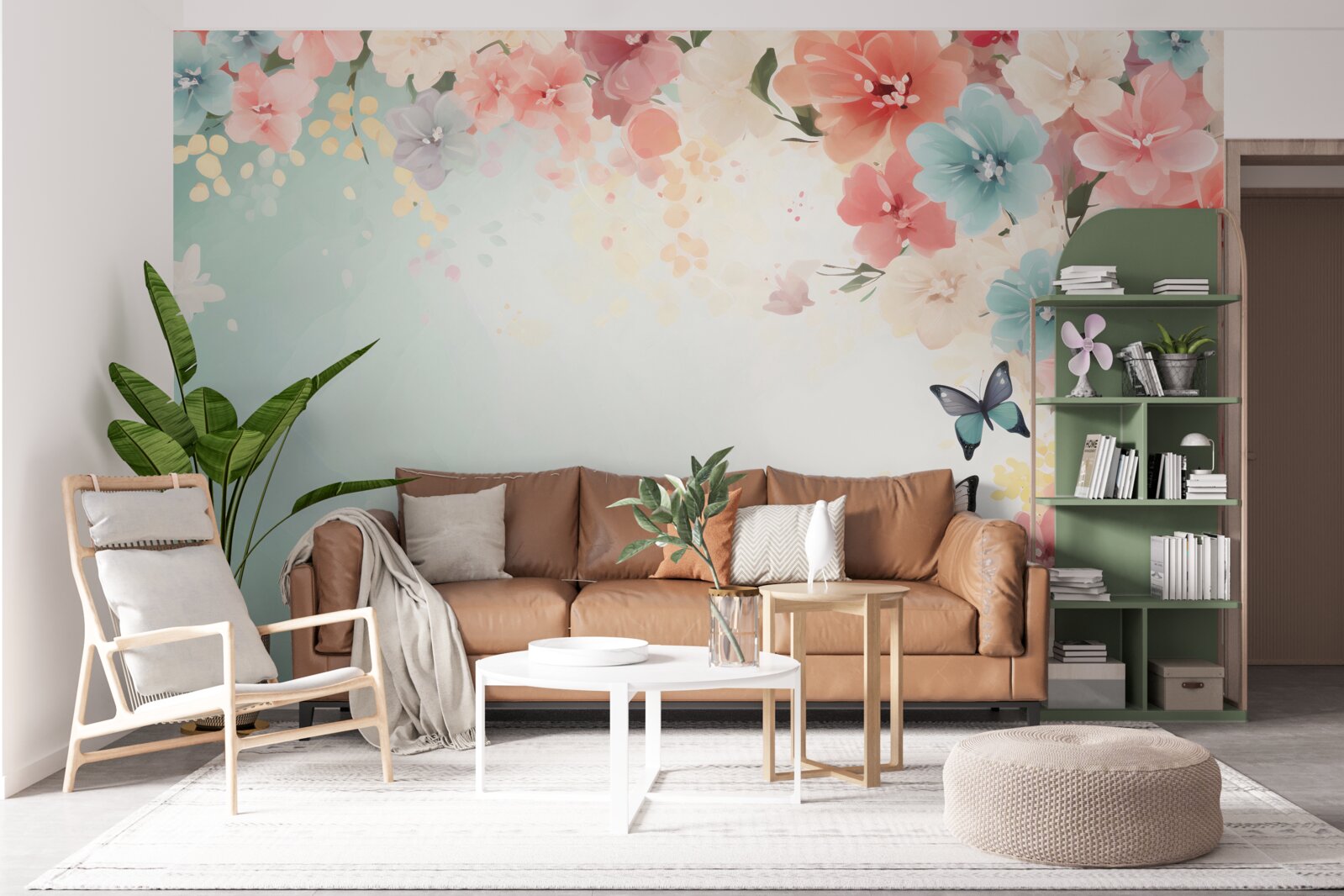 Fototapet compoziții florale grațioase și molii