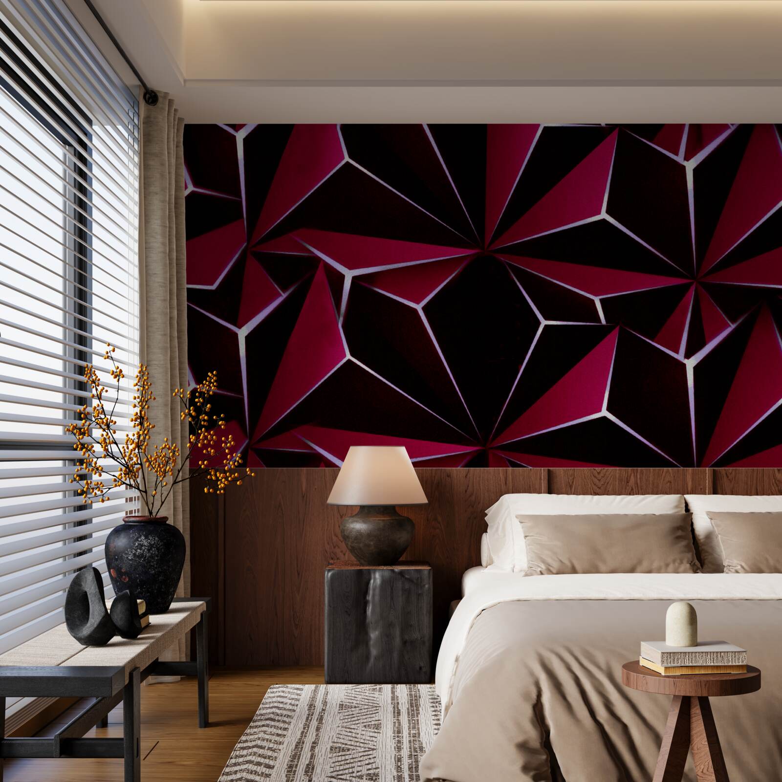 Fototapet piramide tridimensionale burgundy