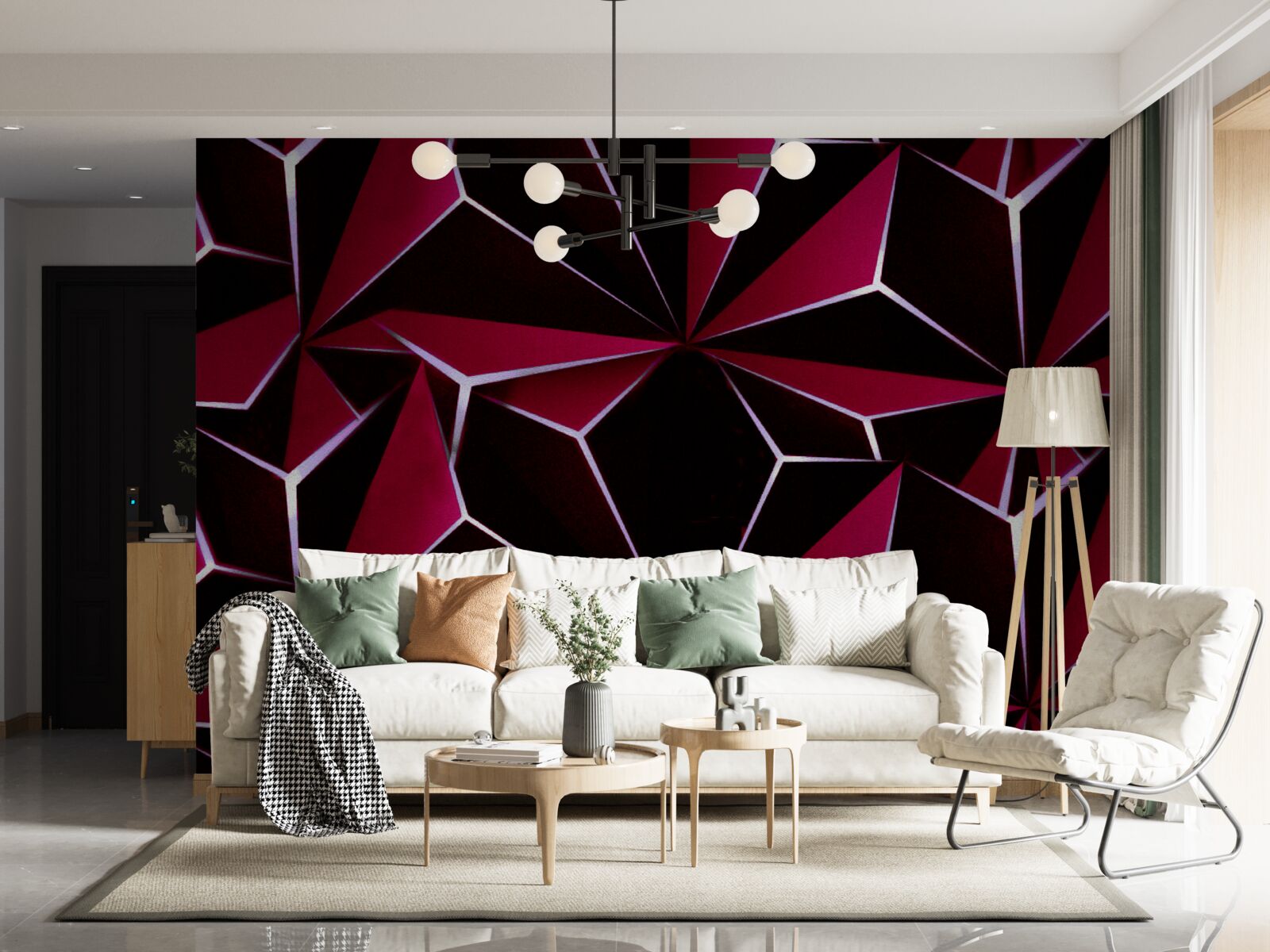 Fototapet piramide tridimensionale burgundy