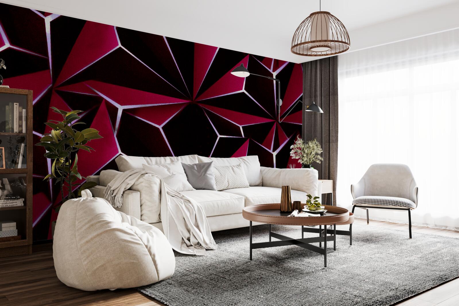 Fototapet piramide tridimensionale burgundy