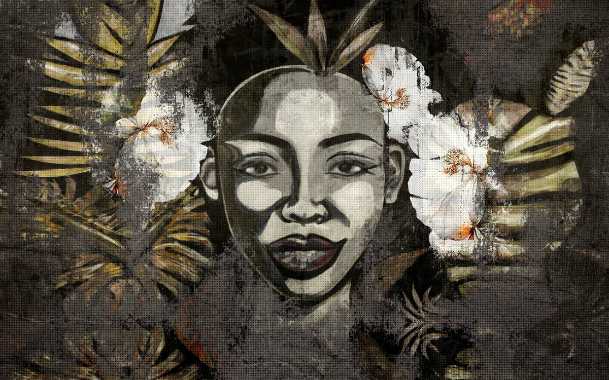 Fototapet Femeie africană într-o pădure tropicală