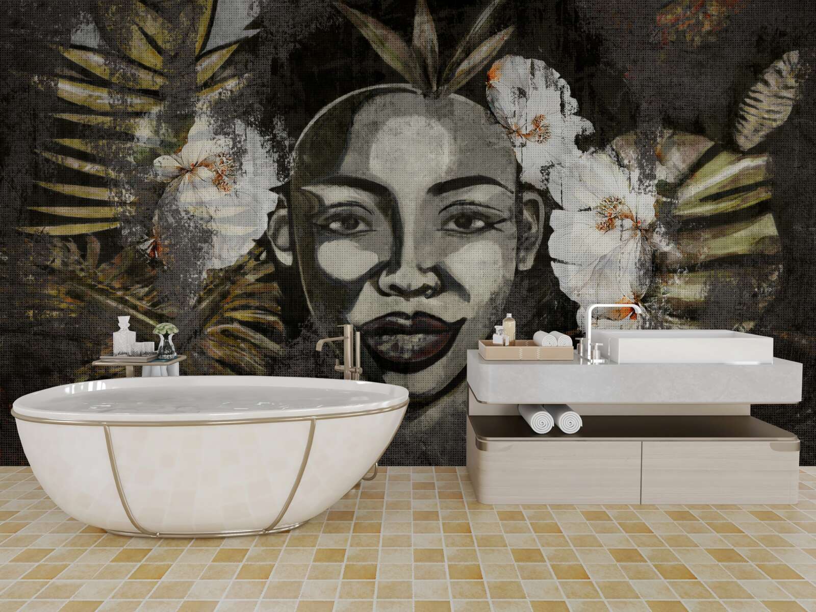 Fototapet Femeie africană într-o pădure tropicală