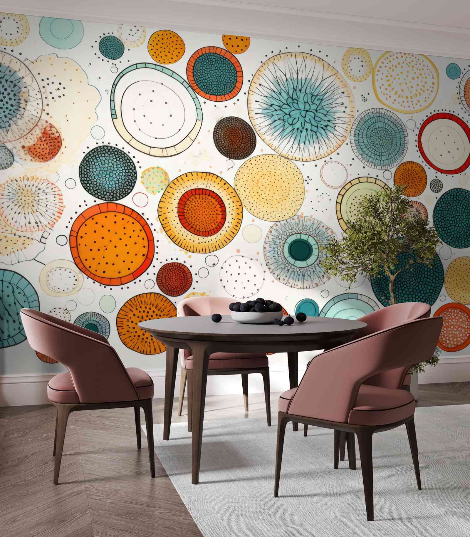 Fototapet cercuri și secțiuni în stil abstract