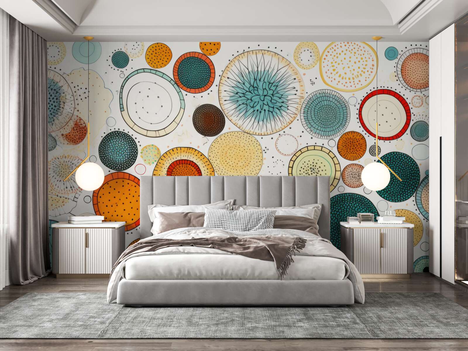 Fototapet cercuri și secțiuni în stil abstract