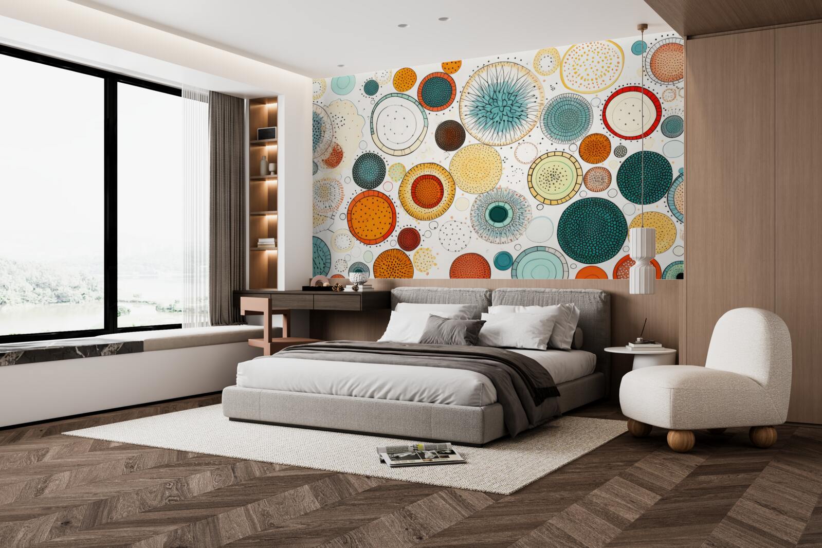 Fototapet cercuri și secțiuni în stil abstract