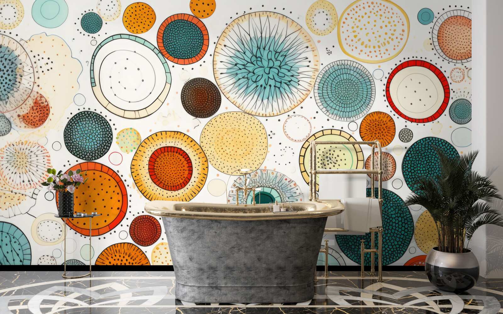 Fototapet cercuri și secțiuni în stil abstract