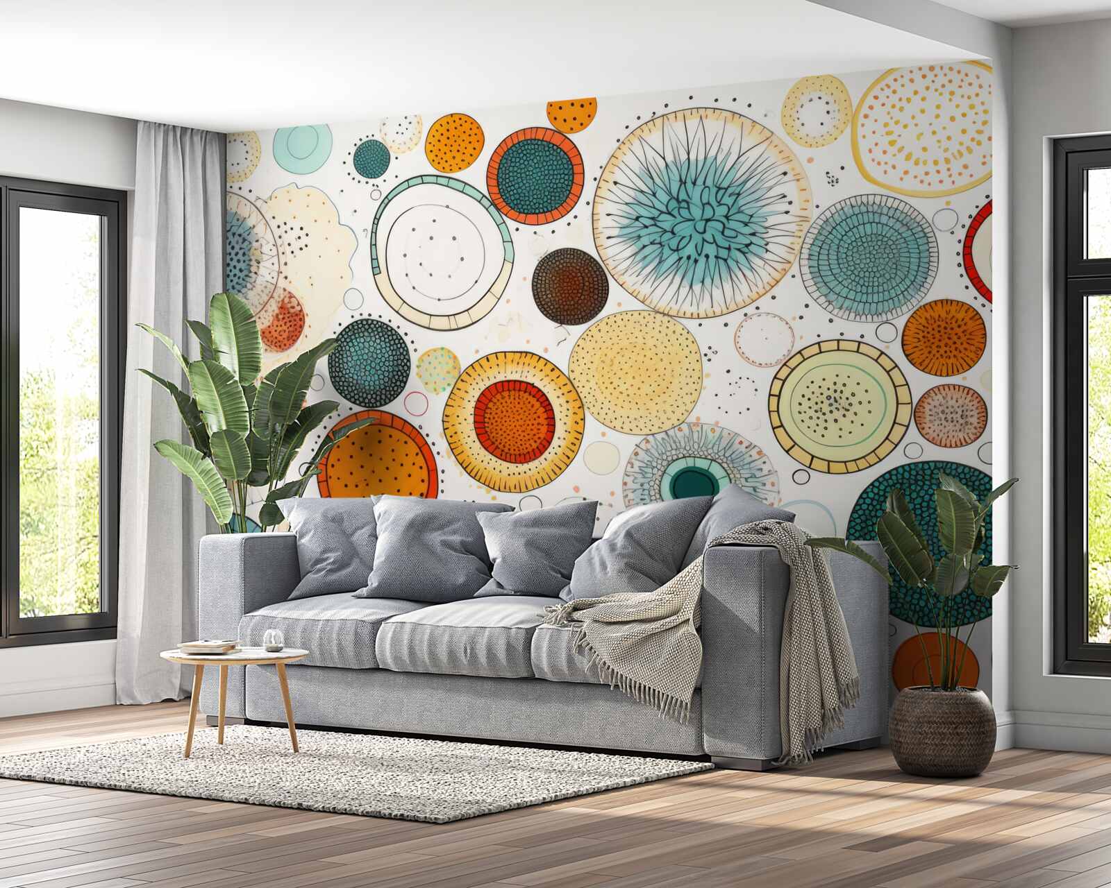 Fototapet cercuri și secțiuni în stil abstract