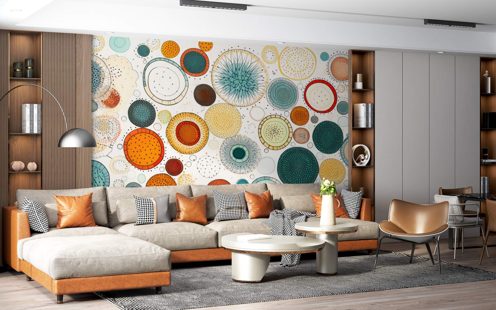 Fototapet cercuri și secțiuni în stil abstract