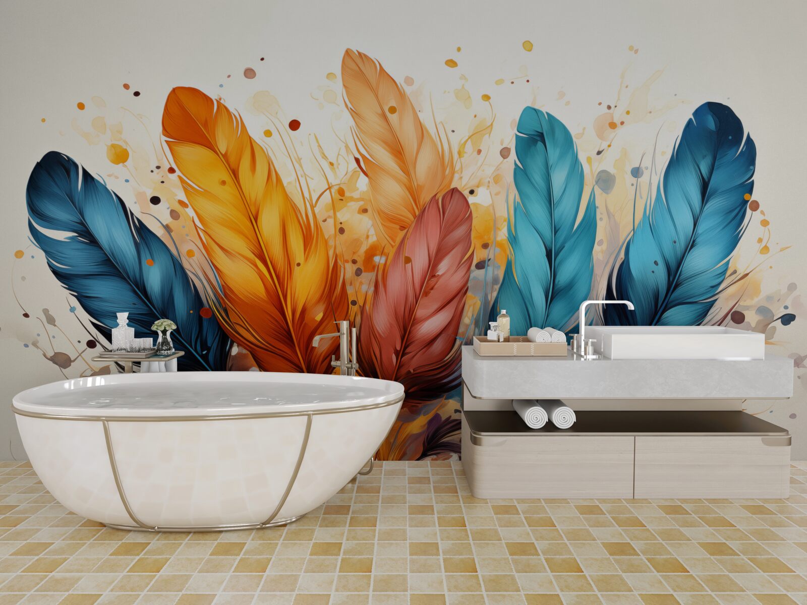 Fototapet pene pufoase în nuanțe de toamnă