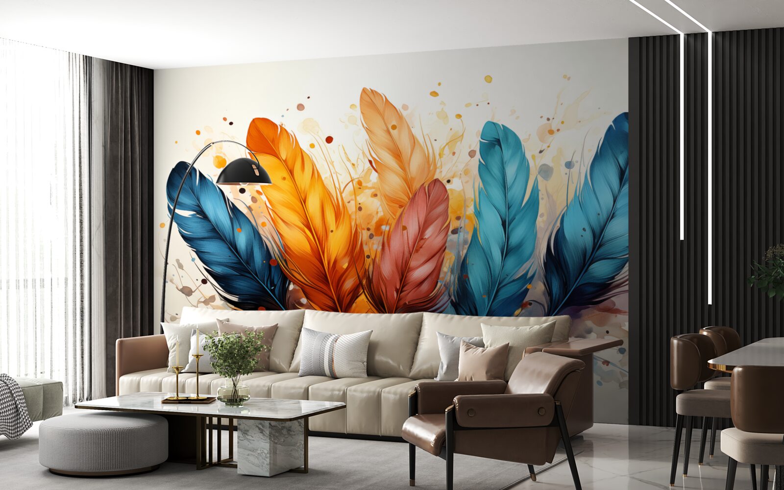 Fototapet pene pufoase în nuanțe de toamnă