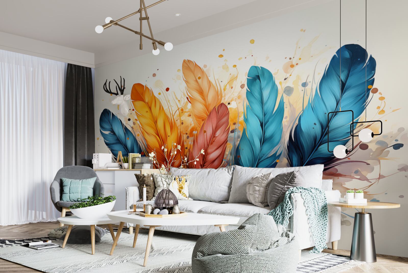 Fototapet pene pufoase în nuanțe de toamnă