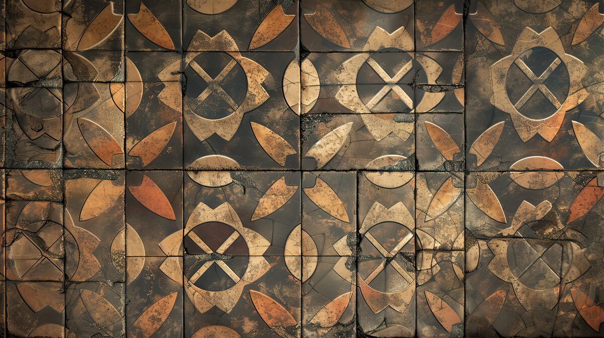 Fototapet compoziție geometrică cu elemente de frunze