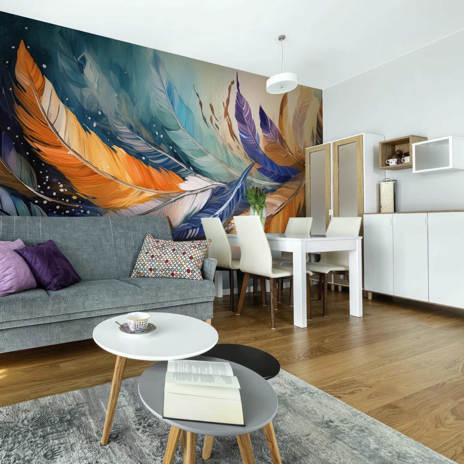 Fototapet frunzele strălucitoare de toamnă dansează în vânt