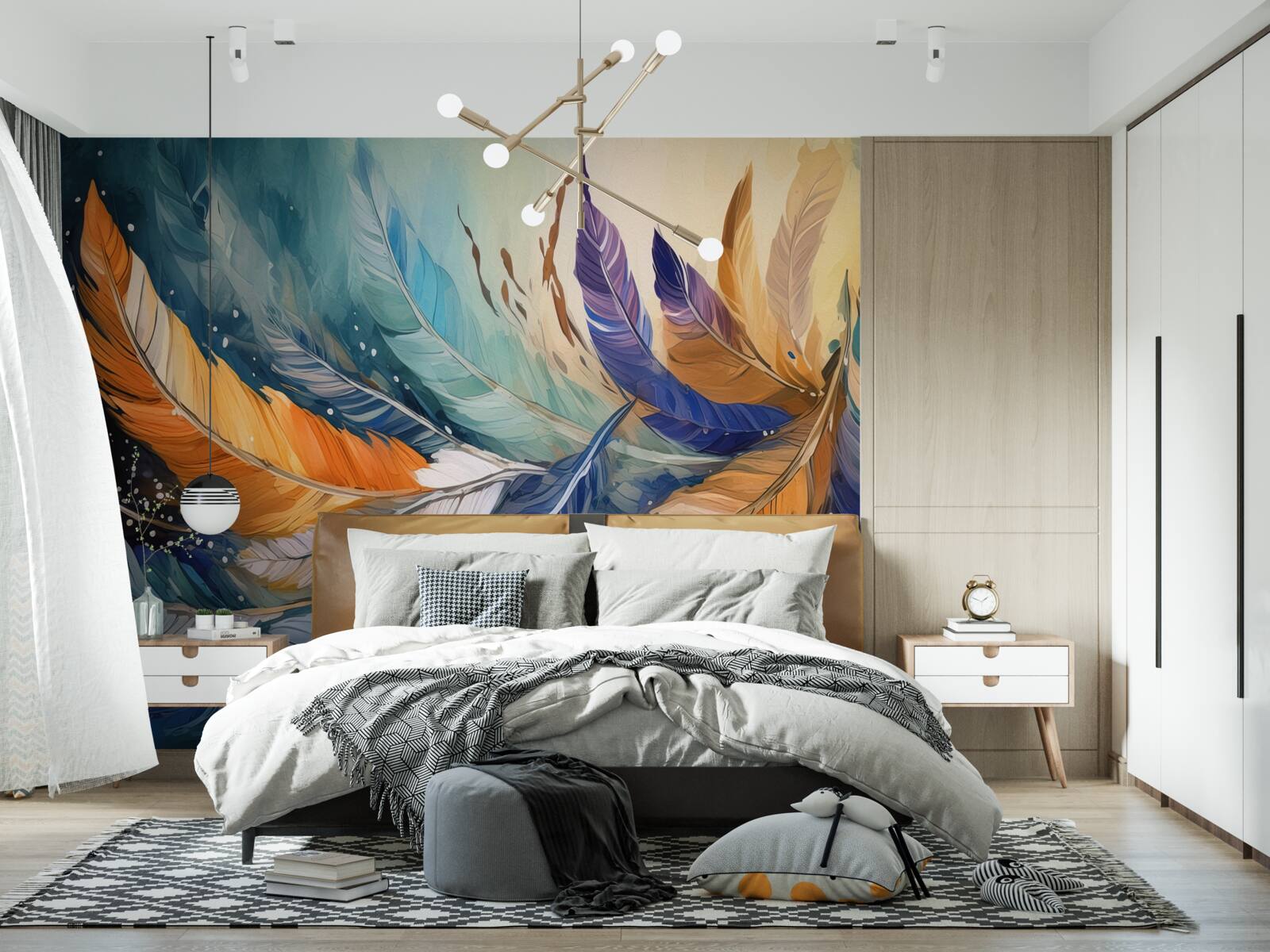 Fototapet frunzele strălucitoare de toamnă dansează în vânt