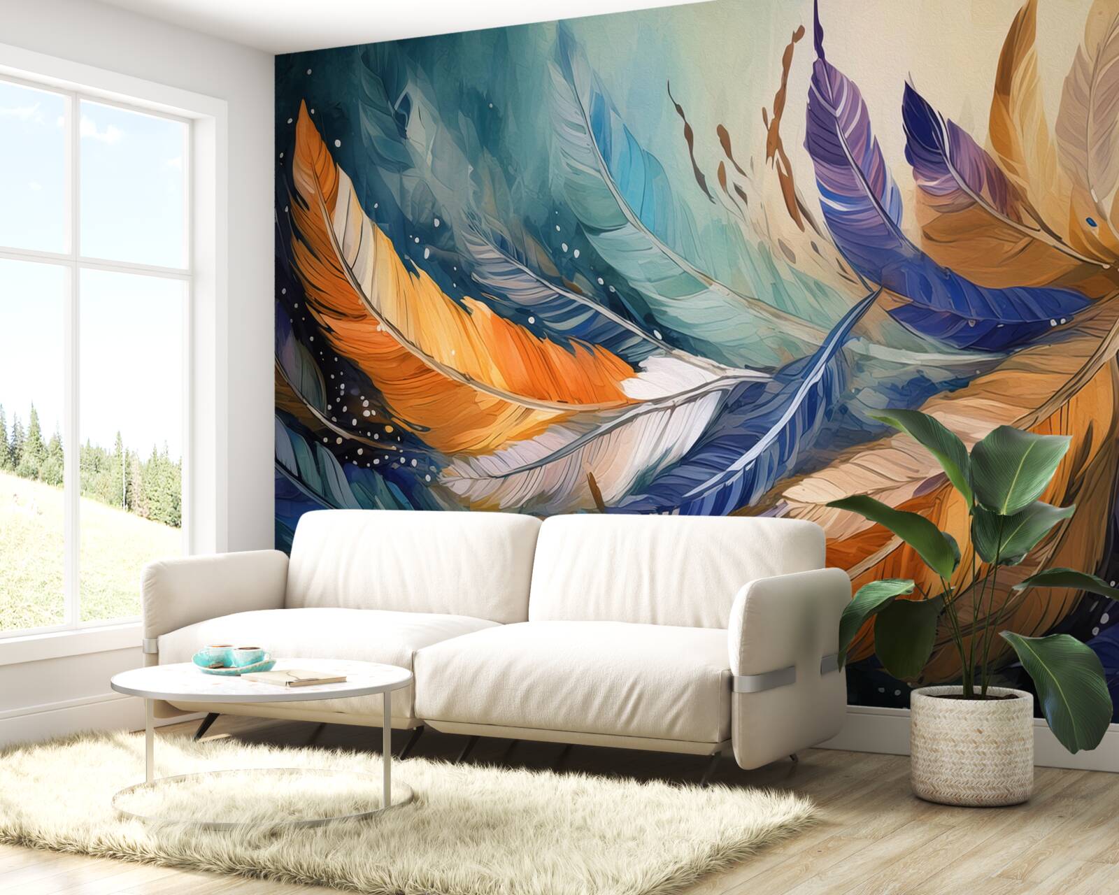 Fototapet frunzele strălucitoare de toamnă dansează în vânt