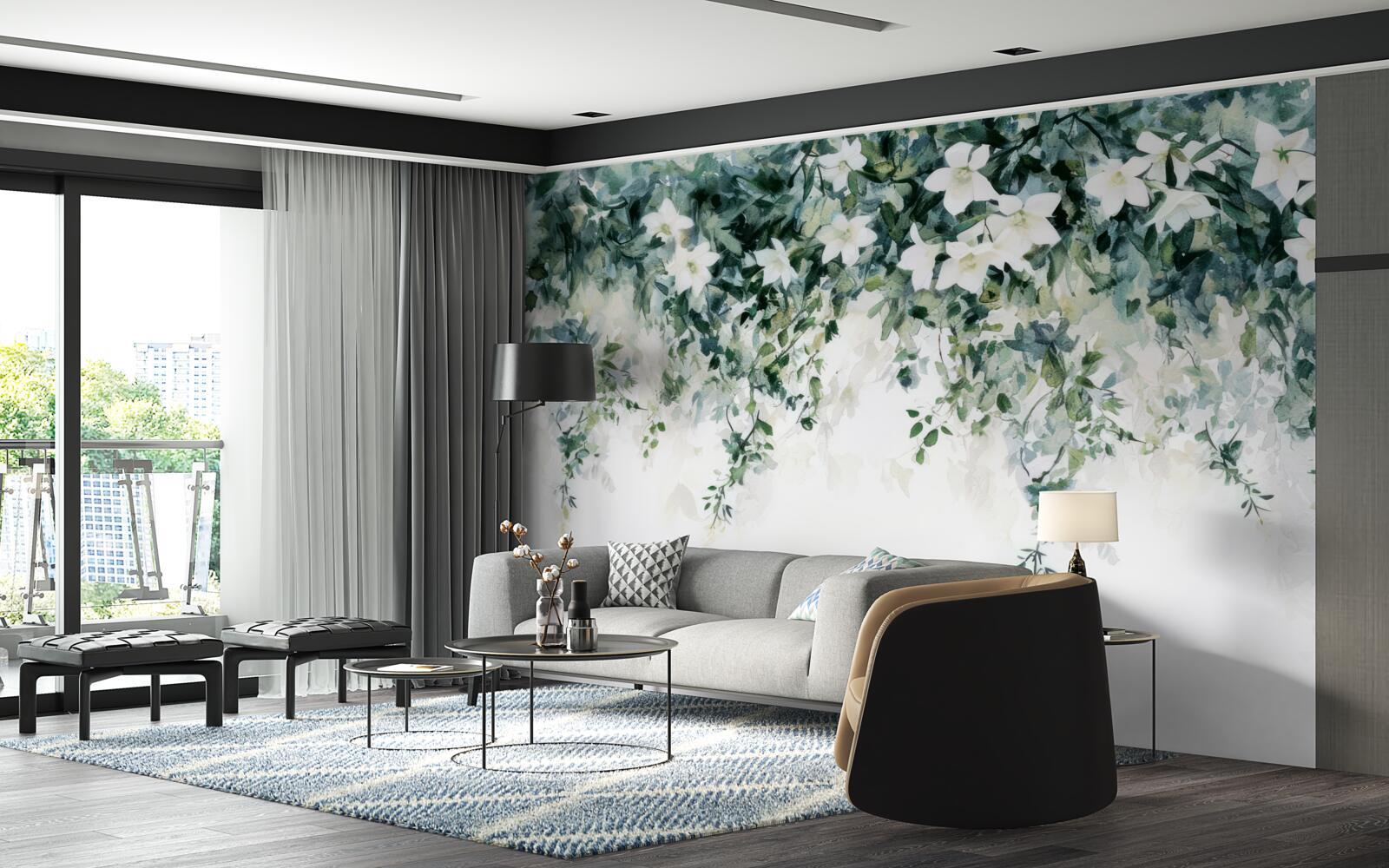 Fototapet iasomie albă ca zăpada în floare