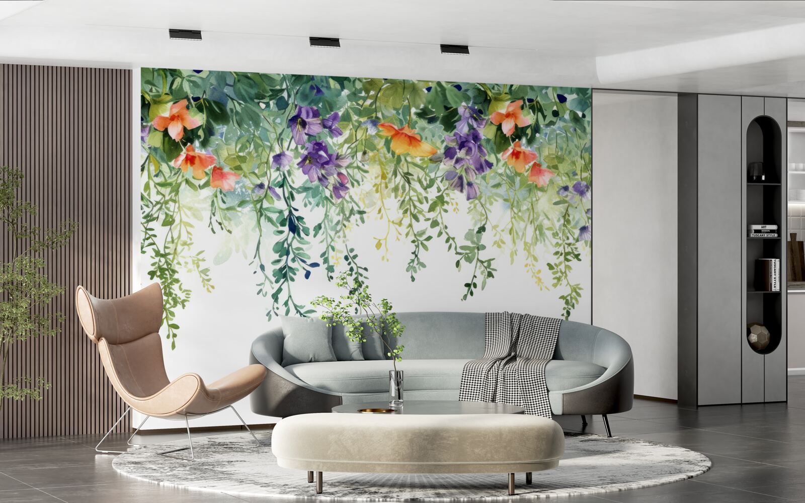 Fototapet flori delicate din grădină întoarse cu susul în jos