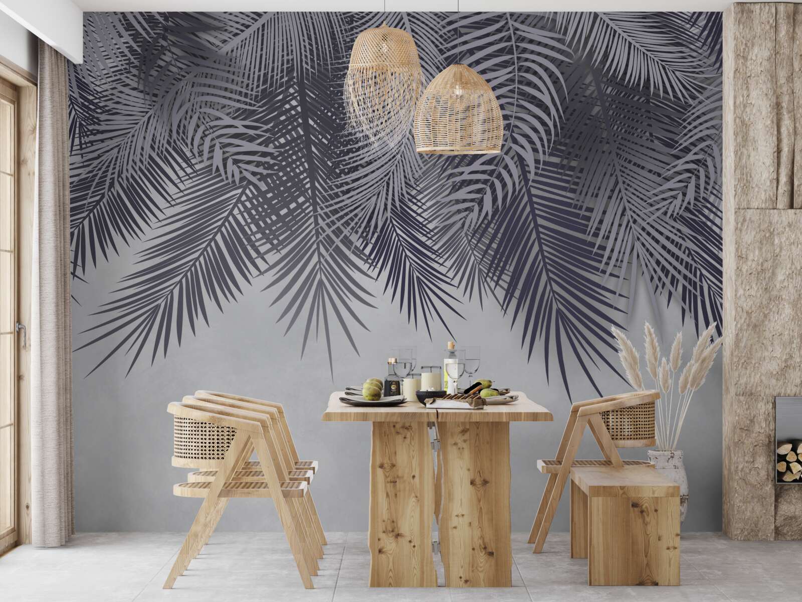 Fototapet noaptea cad frunzele de ferigă