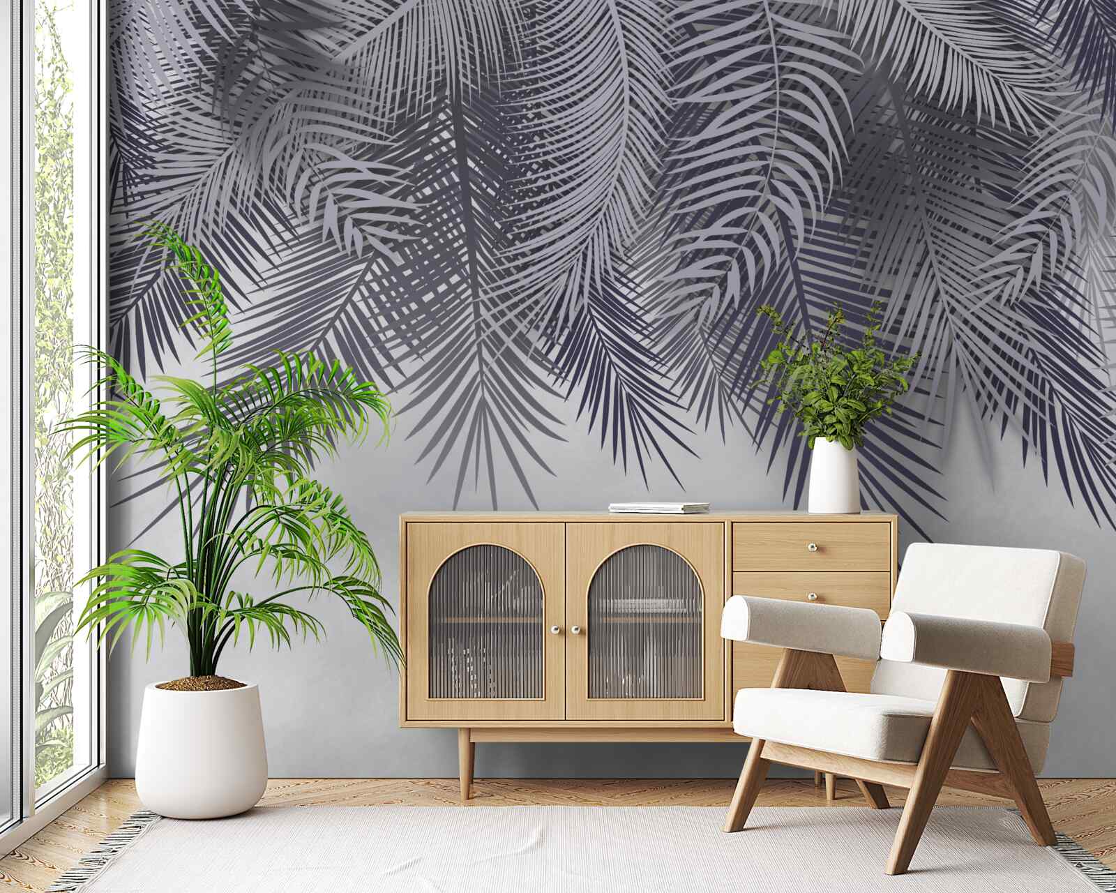 Fototapet noaptea cad frunzele de ferigă