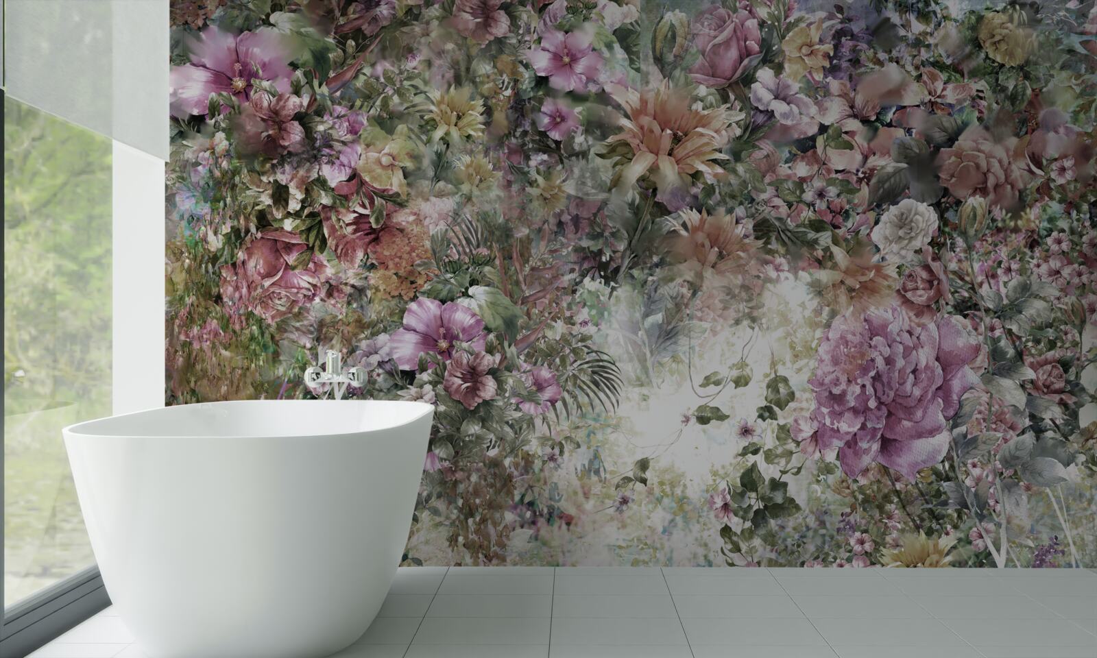 Fototapet verdeață densă în grădină