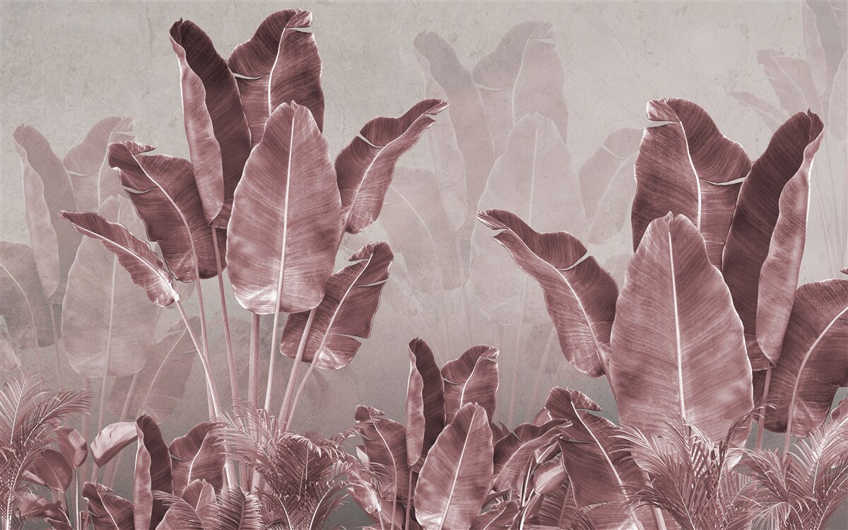 Fototapet frunzele înalte de palmier sunt roșii