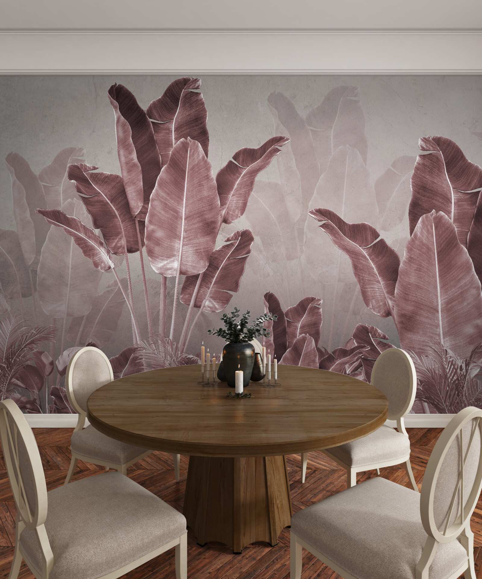 Fototapet frunzele înalte de palmier sunt roșii