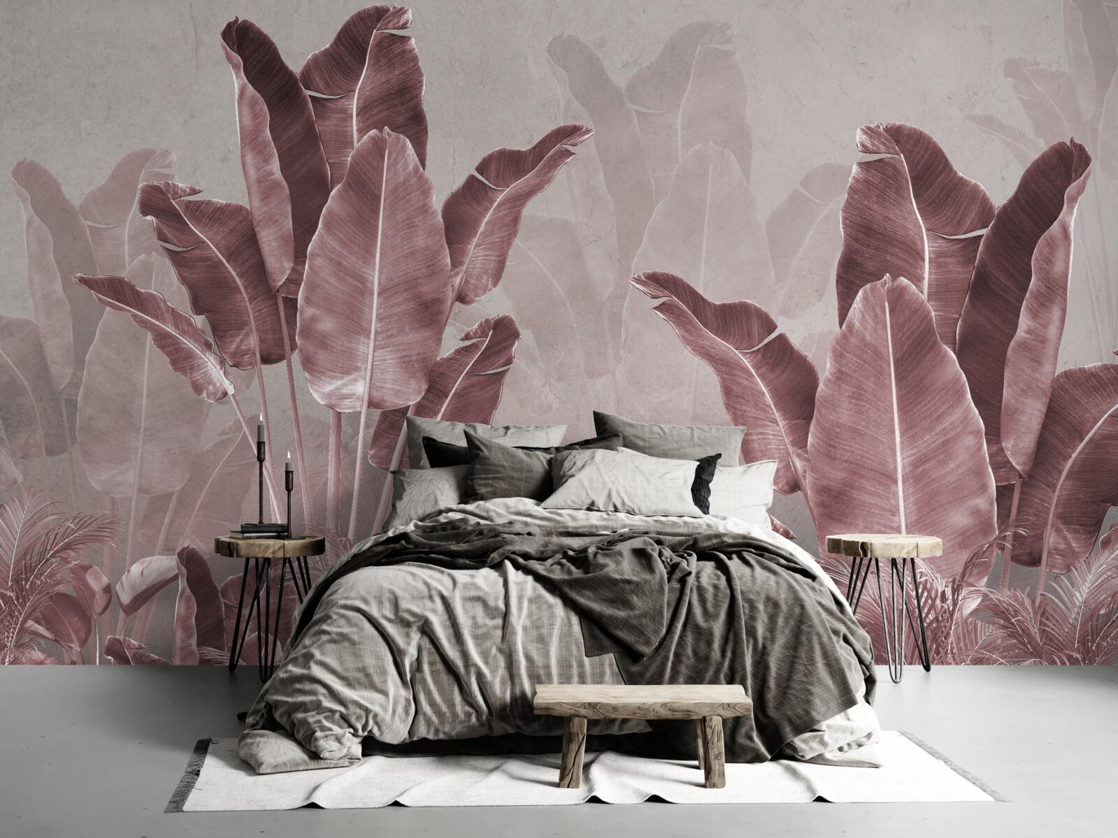 Fototapet frunzele înalte de palmier sunt roșii