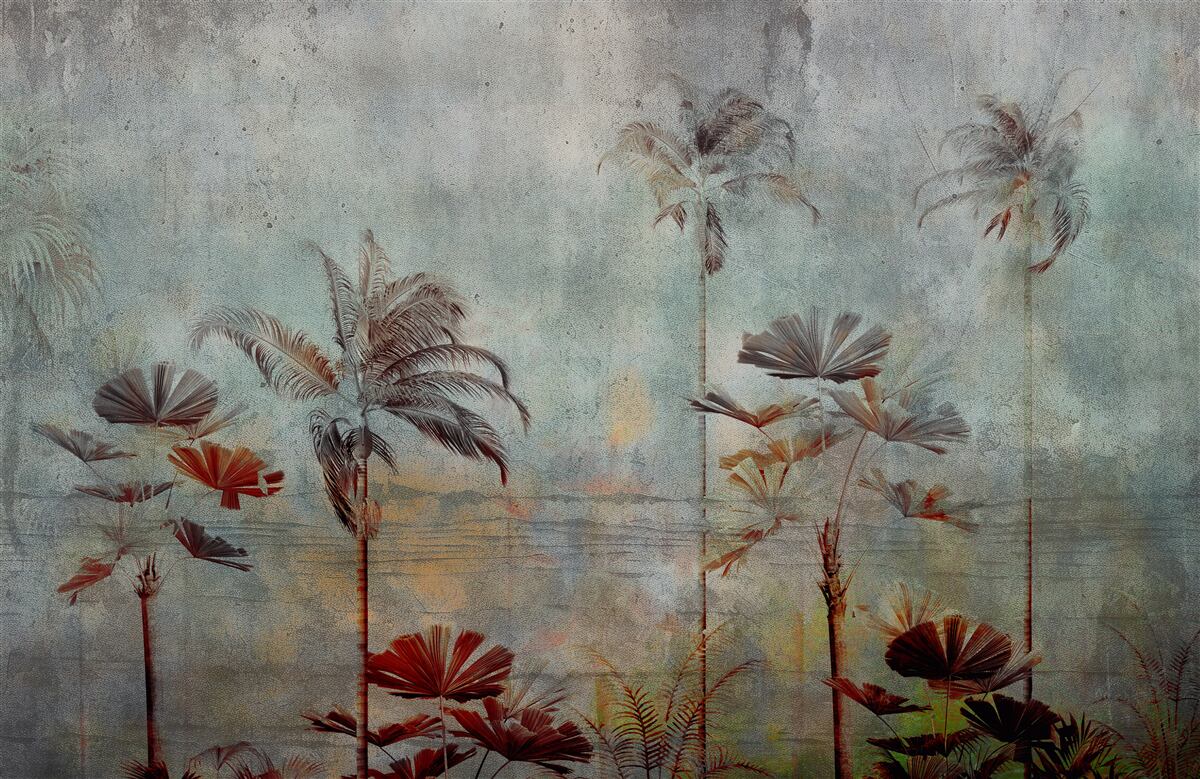 Fototapet palmieri legănându-se pe țărm